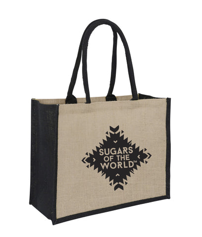 Jute Hessian Bag Laminated Landscape - Black Gusset