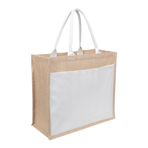 Jute Laminated Bag with Natural Canvas Pocket 
