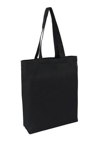 Buy Plain Black Canvas Tote Bag With Bottom In Heavy Cotton