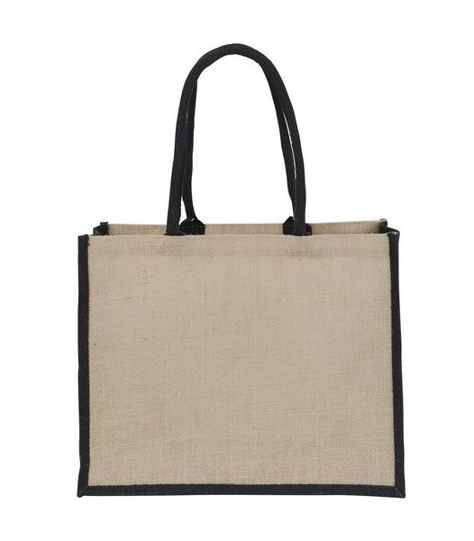 Jute Shopping Bag | Hessian Shopping Bag - Black Gusset – Bags247.com.au
