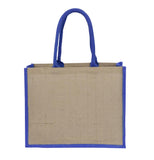Jute Hessian Shopping Bag With Royal Blue Gusset