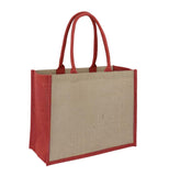 Jute Hessian Shopping Bag With Red Gusset